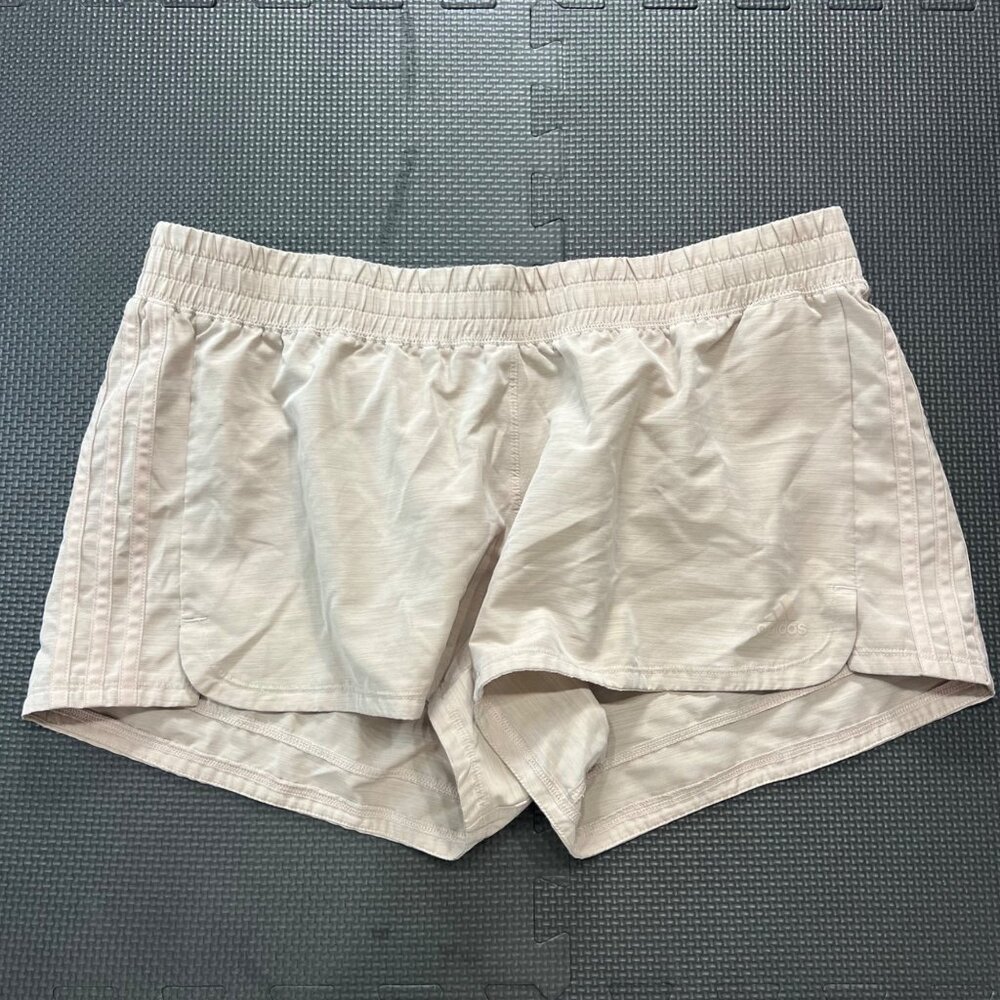 Adidas Womens Aeroready Beige Running Shorts L Lightweight & Breathable Activewe